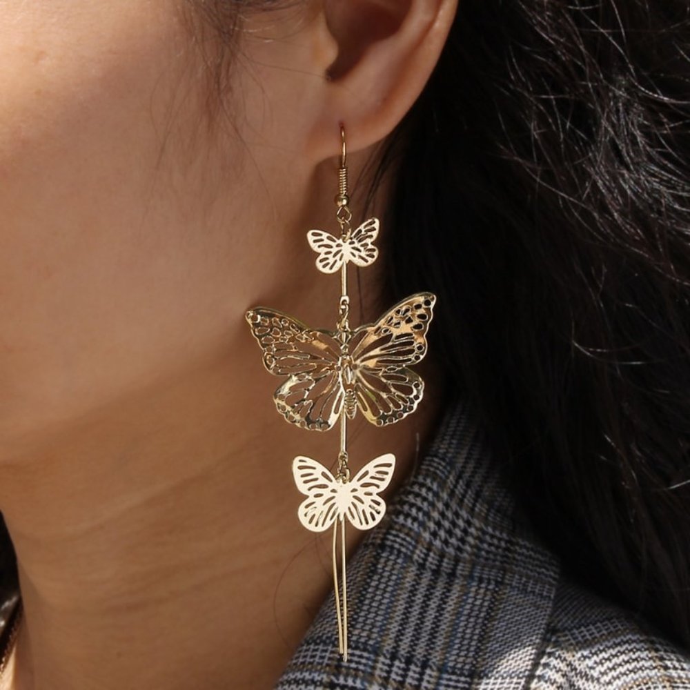 Earrings Women Butterfly Stud Bohemian Hoop Drop Cute Trendy Jewelry - Picture 3 of 9